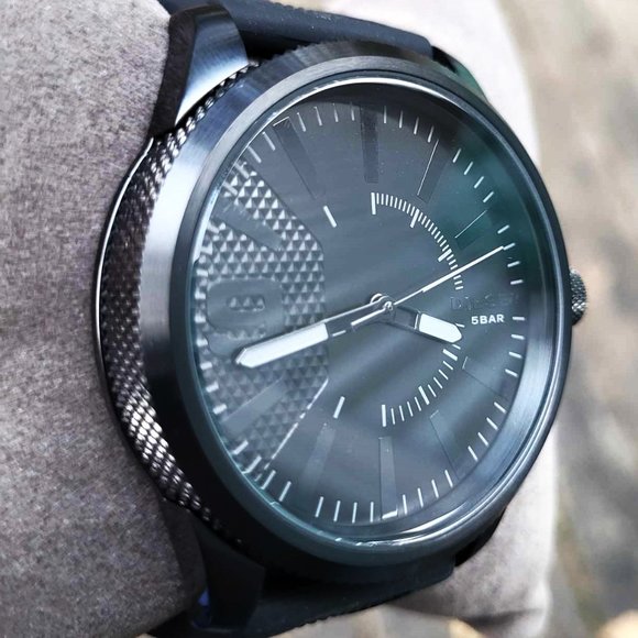 NEW DIESEL RASP DZ1807 BLACK SILICONE STRAP QUARTZ MEN WATCH NO BOX AND … - Picture 7 of 8